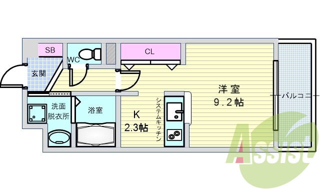 1Ｒ「32.19平米」・エアコン・システムキッチン・ＳＢ。