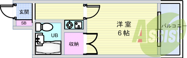 1K(18平米)オートロック・エアコン・IHコンロ