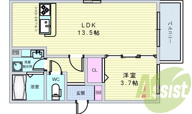 １ＬＤＫ（40.02平米）ネット無料・追い焚き・エアコン