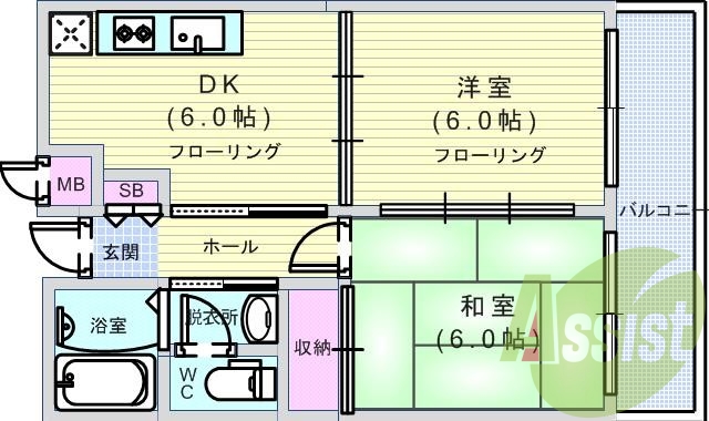 2DK・オートロック・シャンドレ・ウォシュレット