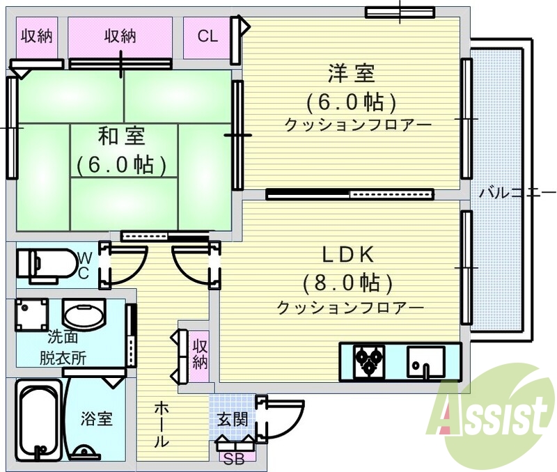 2LDK・室内洗濯パン・シャンプードレッサー・CATV