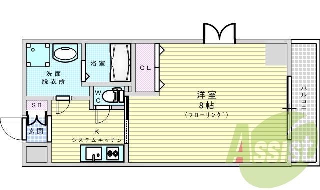 １Ｋ・オートロック・エアコン・モニター付きインターホン