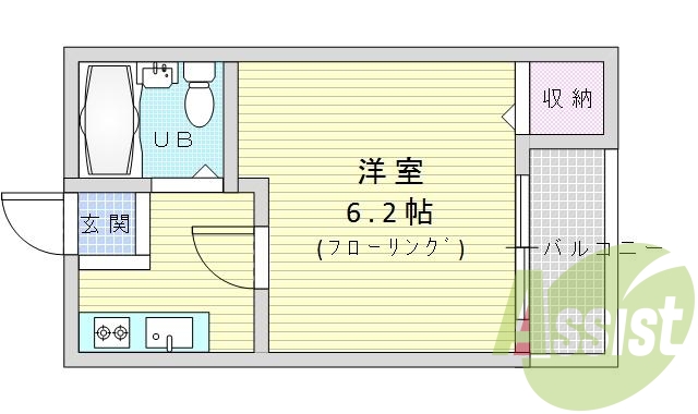 1K(18㎡)・ガスコンロ設置可・エアコン・バルコニー