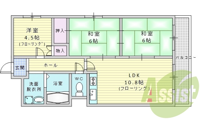 3LDK・管理人常駐・角部屋・エレベーター・独立洗面台
