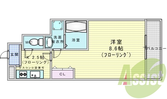 1Ｋ・ＴＶホン・シャンドレ・エアコン・浴室乾燥機