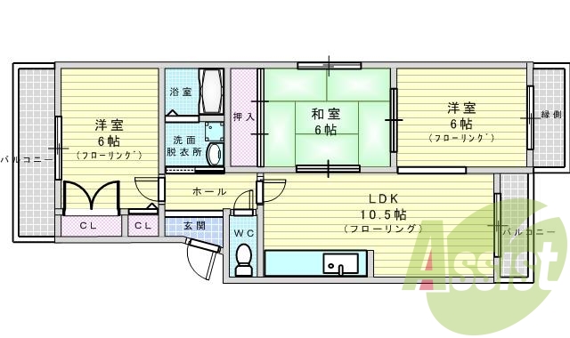 3LDk(64.3㎡)CL・シャンドレ・オートバス・インターホン
