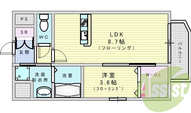 1LDK:ウォークインクローゼット・宅配ボックス・浴室乾燥機
