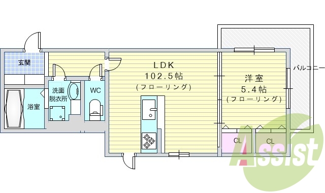 1LDK（45.38平米）システムキッチン・ネット無料