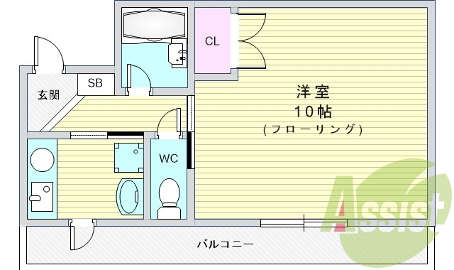 1K（25.81）オートロック・モニター付きインターホン