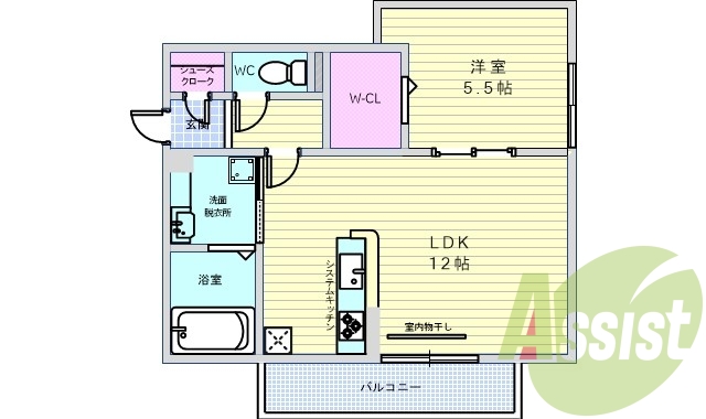 1LDK（43.63平米）システムキッチン・TVインターホン