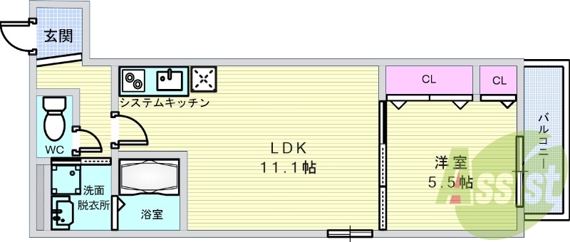 1LDK（40.4平米）ネット無料・オートロック・