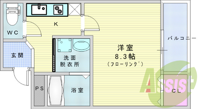1K（28.48平米）オートロック、インターネット無料