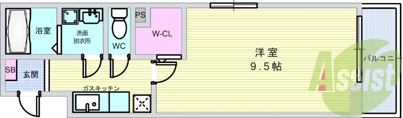 1K（30.42平米）ネット無料・システムキッチン