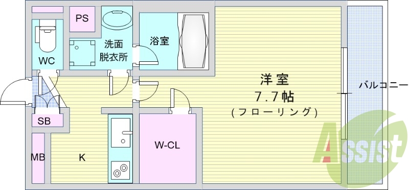 1K（25.25㎡）・オートロック・システムキッチン