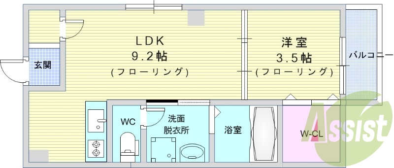 1LDK（36.30平米）システムキッチン・ペット可・