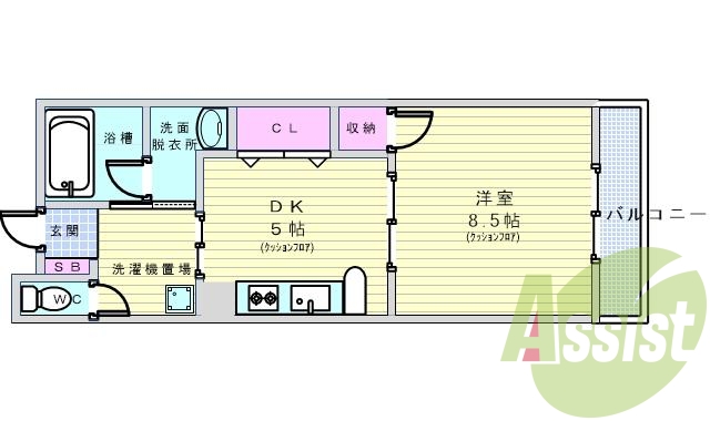 １ＤＫ（３３．３７平米）オール電化、ＩＨコンロ、シャンドレ