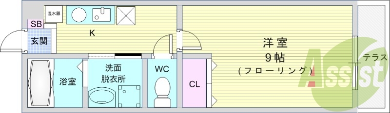 1K（29.91平米）システムキッチン・エアコン・独立洗面台