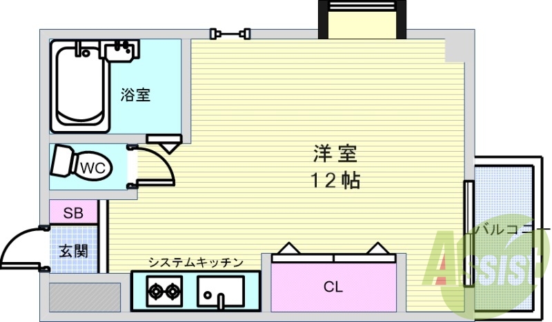 １Ｒ（２６．５平米）エアコン・システムキッチン・セパレート