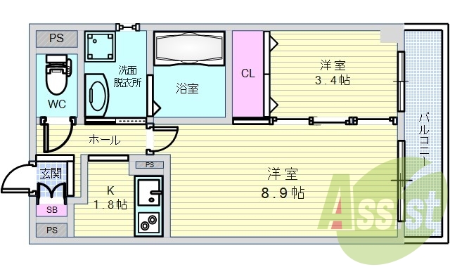 2K（35.42平米）システムキッチン・浴室テレビ・IH