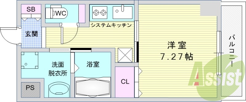 1K（25平米）システムキッチン・ネット無料・ペット可