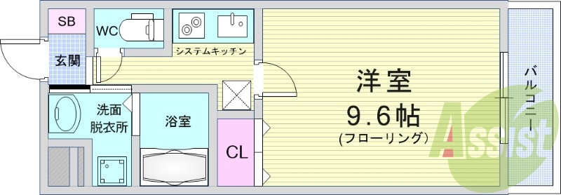 1K（30平）システムキッチン・ネット無料・浴室乾燥機