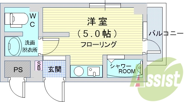 ワンルーム（15.5平米）IHコン口・TVインターホン・収納