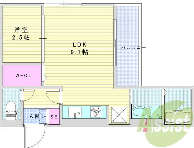 1LDK(31平米）エアコン・オートロック・モニターホン