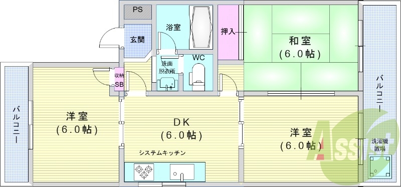 ３ＤＫ（４８平米）システムキッチン・インターフォン