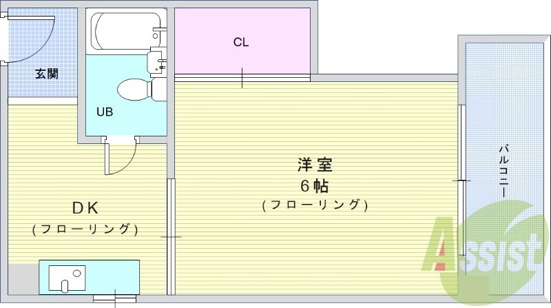 1DK(23平米)オートロック・エアコン・小型犬飼育可