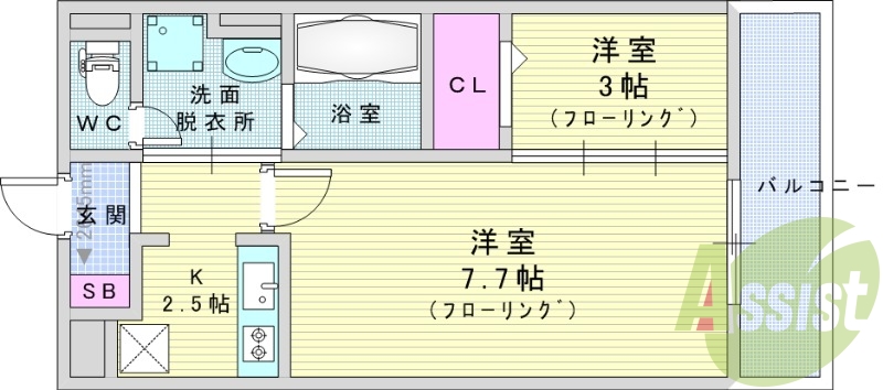 2K(33.39平米)オートロック・システムキッチン