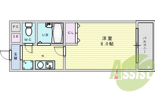 1K（22.92平米）室内洗濯機置場・エアコン・下駄箱・収納