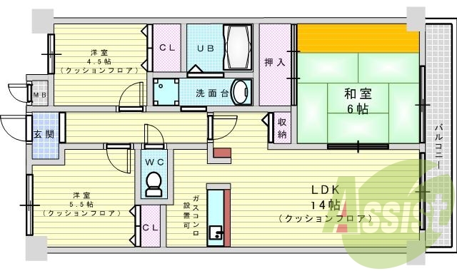 3ＬＤＫ（71.5㎡）、バストイレ別、洗濯機置き場室内！