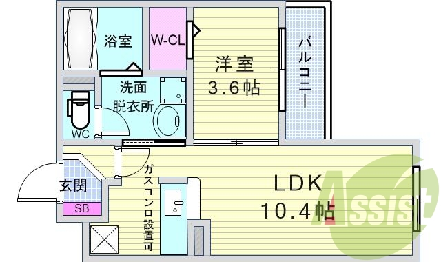 1ＬＤＫ「34.1平米」・オートロック・エアコン・