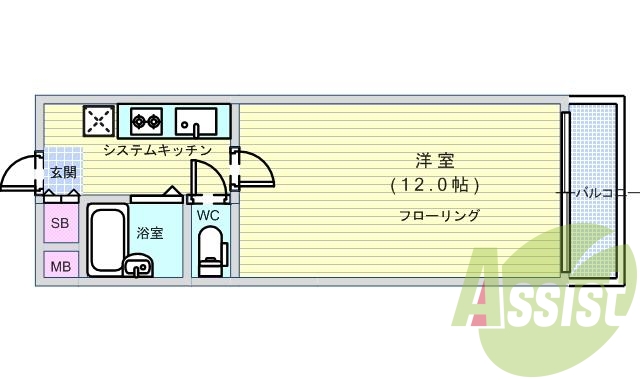 1K・システムK・フローリング・エアコン・セパレート