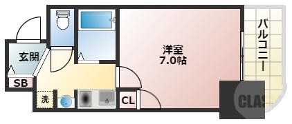 角部屋、独立洗面台付き