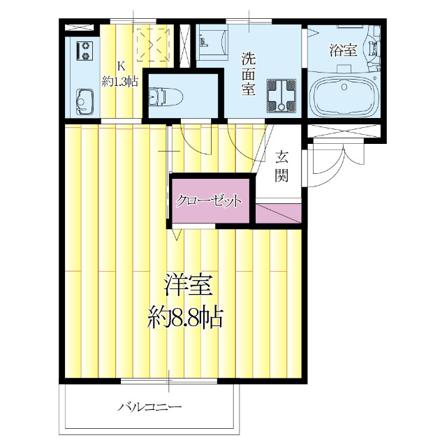 1Kのお部屋です