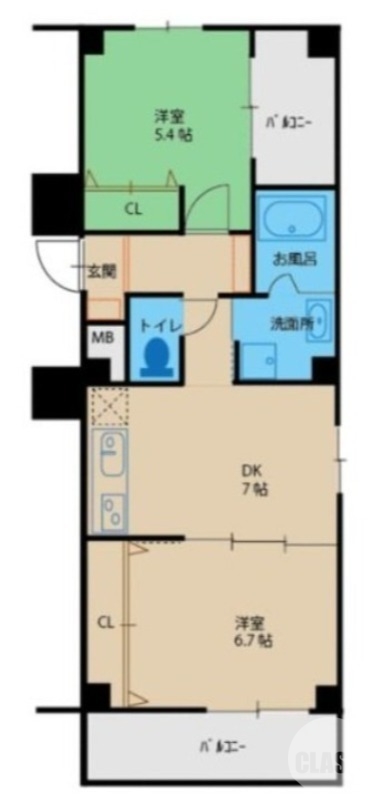 ２面バルコニーで陽当たり良好♪