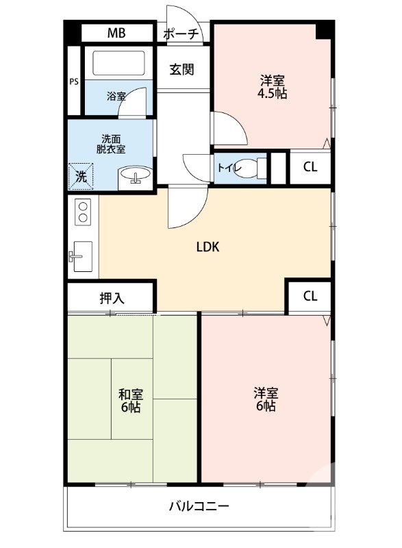 角部屋♪バルコニー南向きです♪