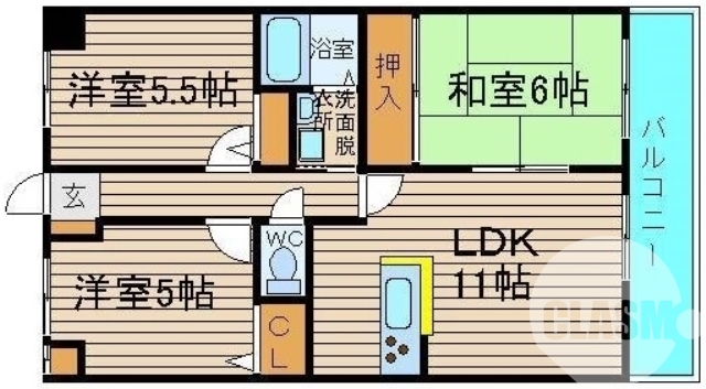 広い開放的な3ＬＤＫです