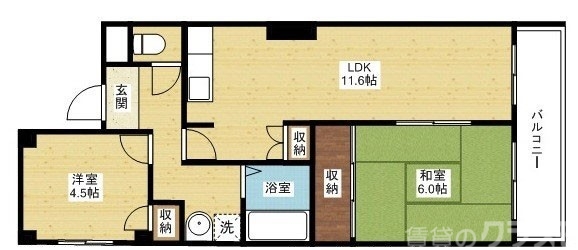 リビングの広い2LDK！