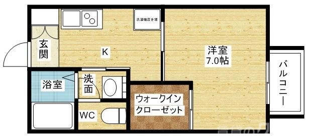 ウォークインクローゼット付ききの1K！