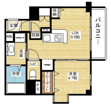 1LDKタイプ☆2面採光の角部屋です!
