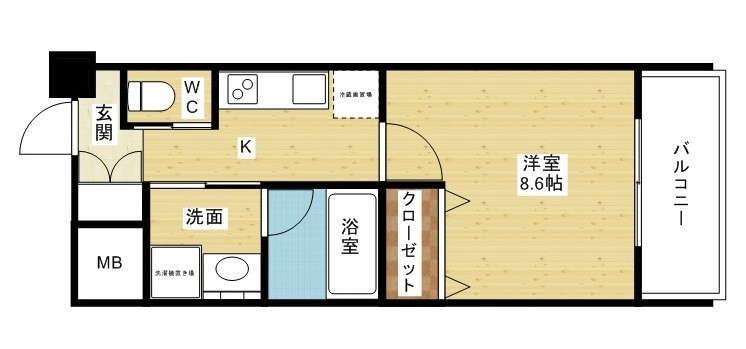 8.6帖です☆広々1Kタイプです♪