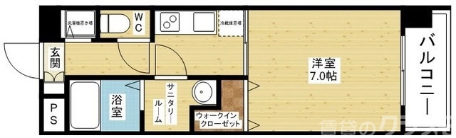 ニーズの高い広めの1Kです。