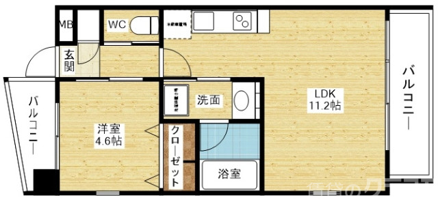 2面バルコニーのお部屋です。
