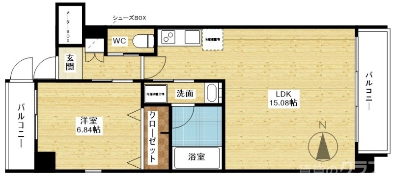 リビングの広い1LDK！