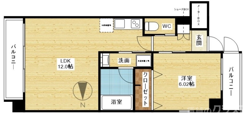 リビングの広い1LDK！