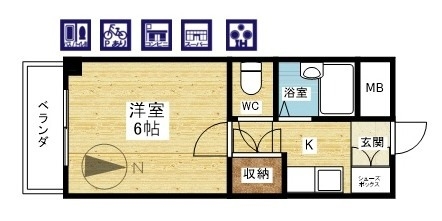 コンパクトな1K！