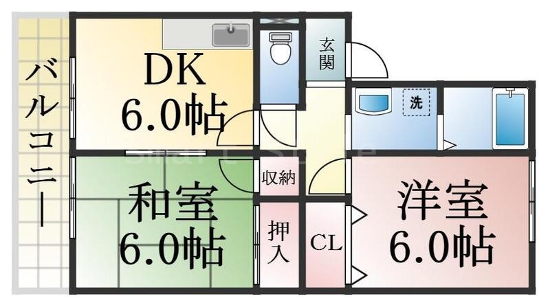 各部屋6帖の広々とした間取りです。