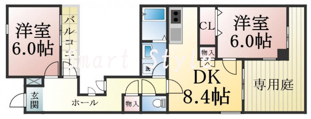 人気の全室フローリング。使いやすいゆったりとした間取り。